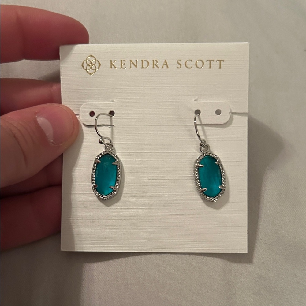 Kendra Scott Teal Elle Drop Earrings in Silver